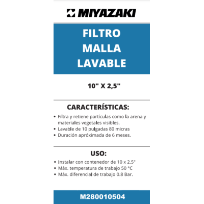 FILTRO CARTUCHO DE MALLA LAVABLE 10" FILTRO CARTUCHO DE MALLA LAVABLE 10"