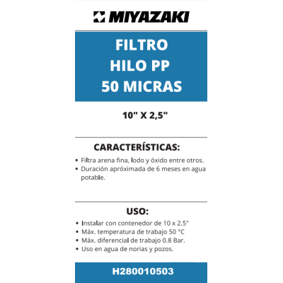 FILTRO CARTUCHO DE BOBINA DE HILO 10" + PORTA FILTRO 10"